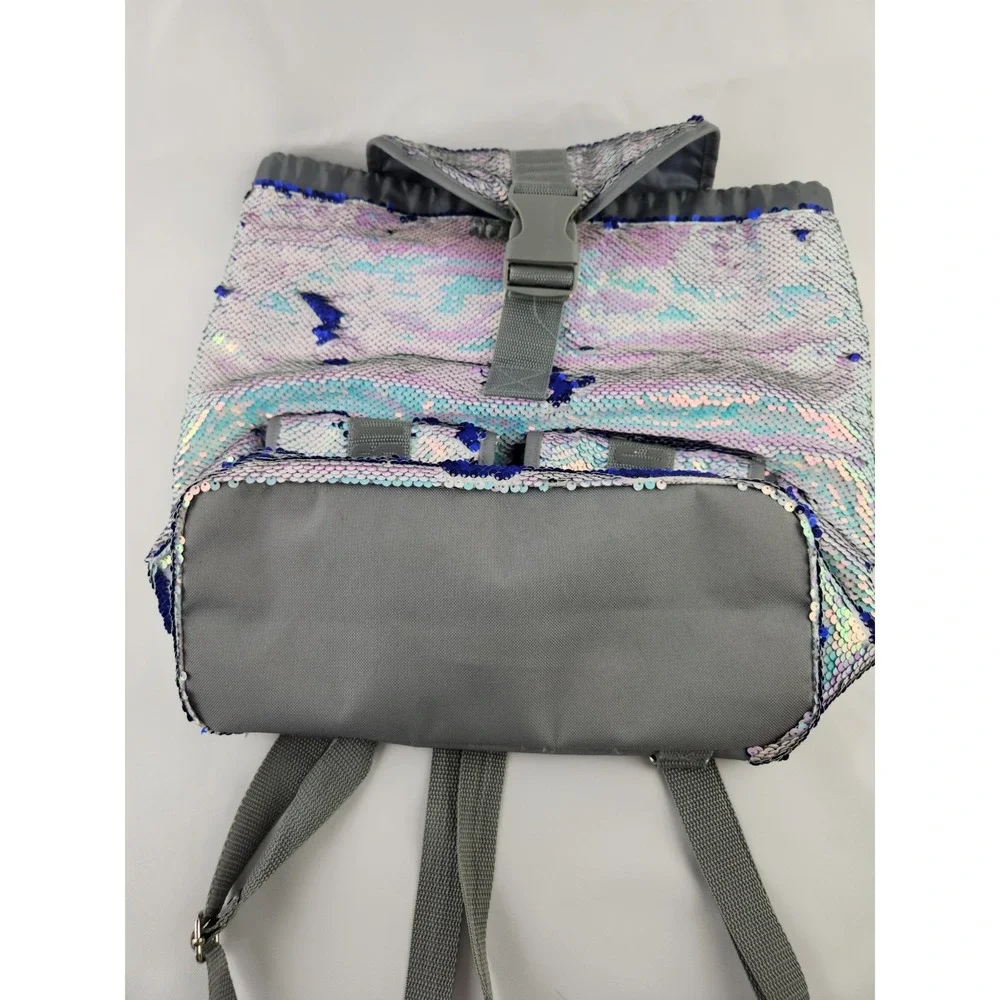 Justice Shimmer Sequin Unicorn Mermaid Iridescent School Backpack Travel Sensory